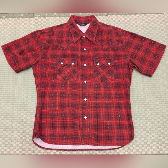 The Flat Head Other - Flat Head & Co. Black Mint Short Sleeve Western Snap Flannel Shirt Men's Size 42